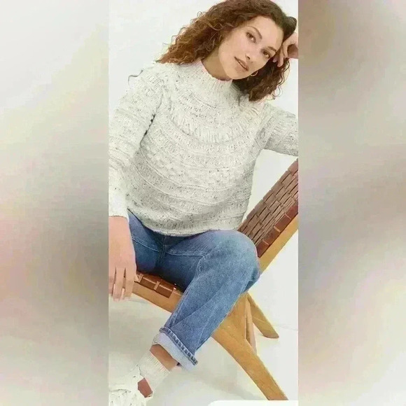 FatFace Nora Craft Jumper Sweater Natural Ivory Wool Blend Women’s Size 8 - Picture 2 of 14